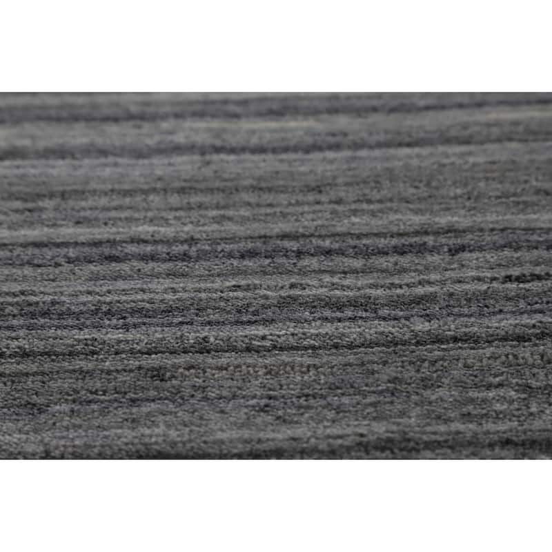 Hand Knotted Oriental 100% Wool Carpet Tribal Stripe Greys & Charcoal Gabbeh Area Rug - 9' 10'' X 8' 1''