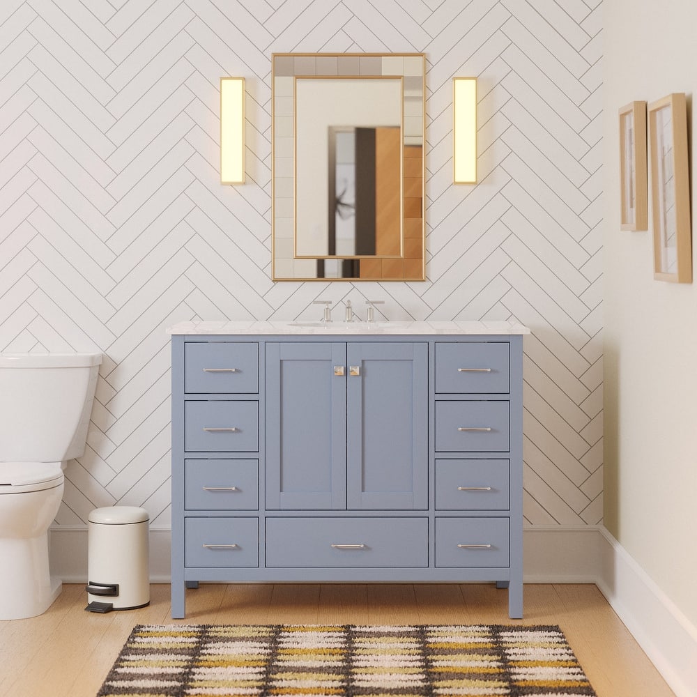 KitchenBathCollection Horizon 48" Bathroom Vanity with Engineered Carrara Top