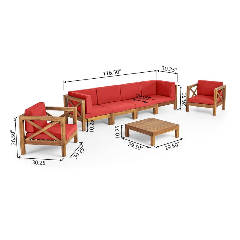 Brava Outdoor Acacia Wood 7-piece Chat Set by Christopher Knight Home