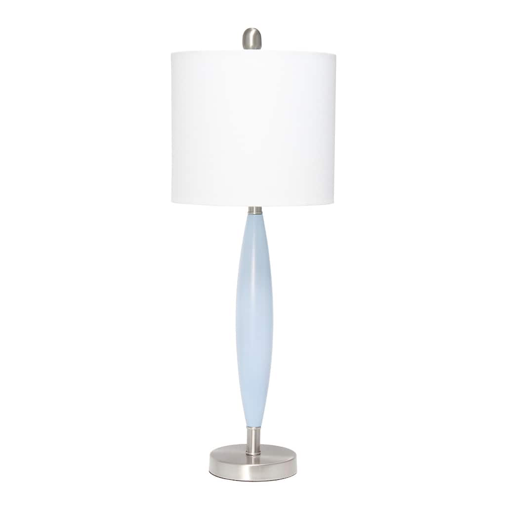 27 in. Blue Finish Table Lamp with White Shade, Sturdy Table Lamp for Living Rooms and Bedrooms