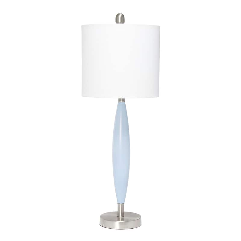 27 in. Blue Finish Table Lamp with White Shade, Sturdy Table Lamp for Living Rooms and Bedrooms