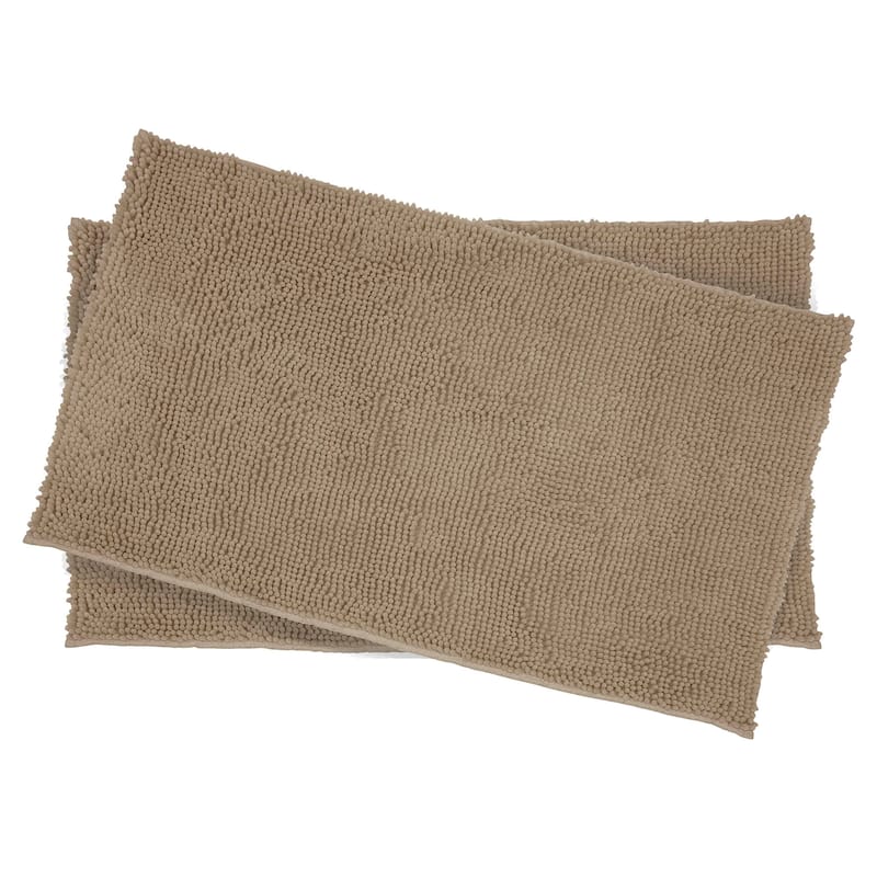 Resort Collection Plush Shag Chenille 2-Piece Bath Mat Set