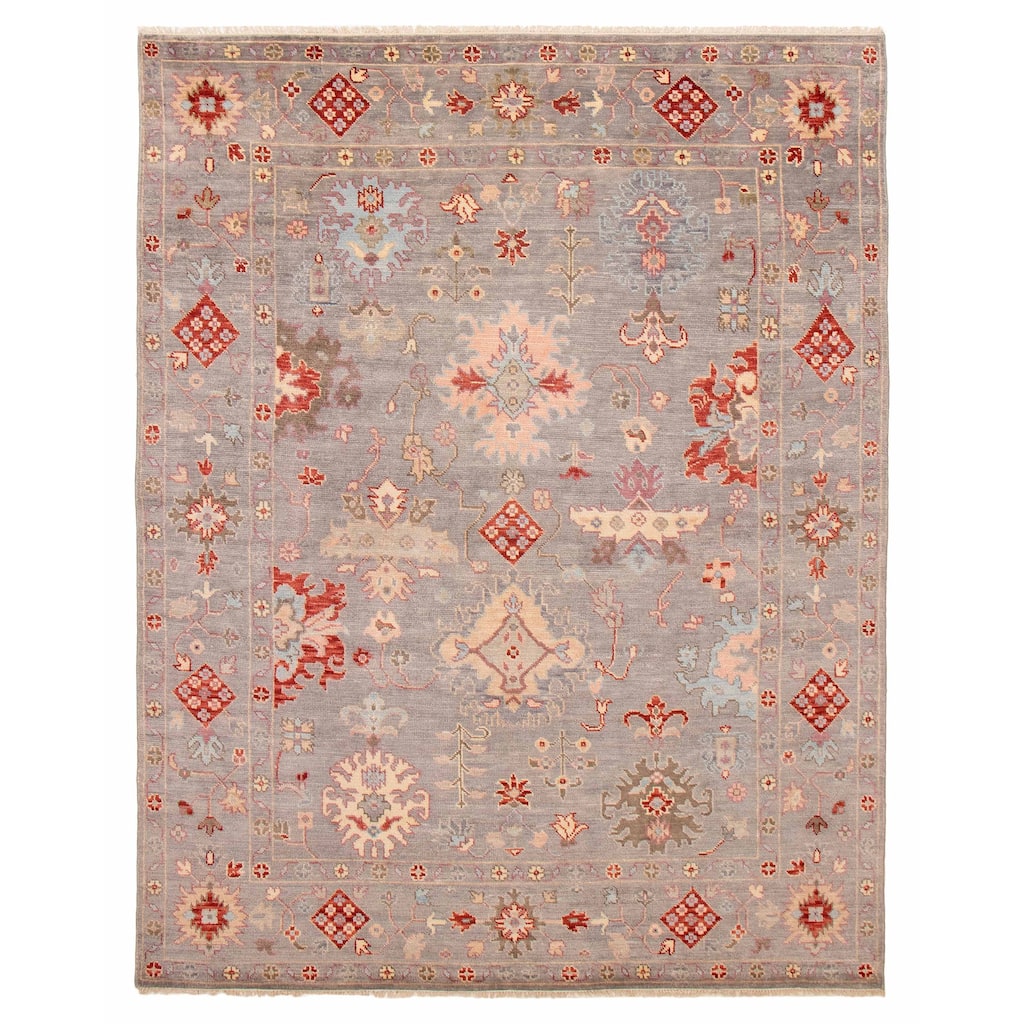 ECARPETGALLERY Hand-knotted Modern Oushak Grey Wool Rug - 8' x 10' 3"