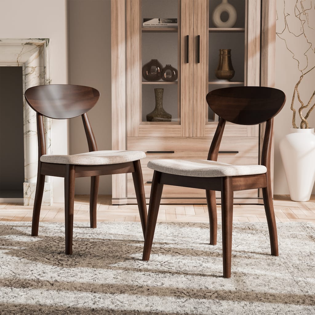 Furniture of America Abigail V Mid-century Modern Rich Walnut Handmade Solid Wood Dining Chairs (Set of 2)