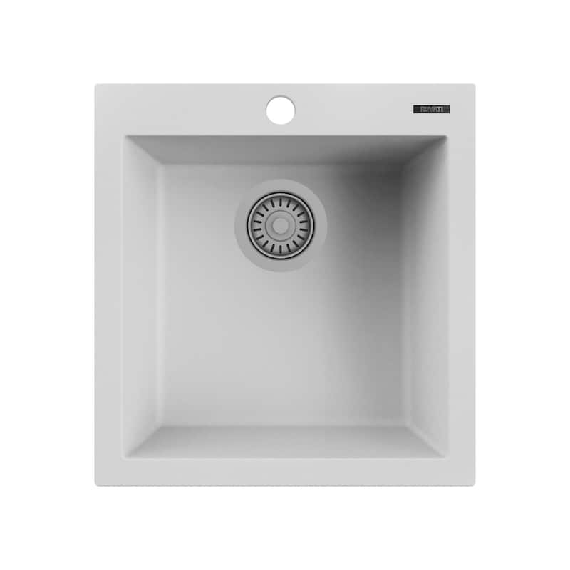 Ruvati 18 x 20 inch Topmount Granite Composite Bar Prep Sink - Arctic White - RVG1018WH