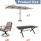 preview thumbnail 5 of 21, Kullavik 8 Pieces Outdoor Dining Set with 6 Swivel Chairs, X-Leg Table and Double-Sided Umbrella