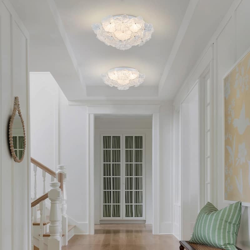 LED Flush Mount Ceiling Light with Clear and Frosted Glass Petal Design
