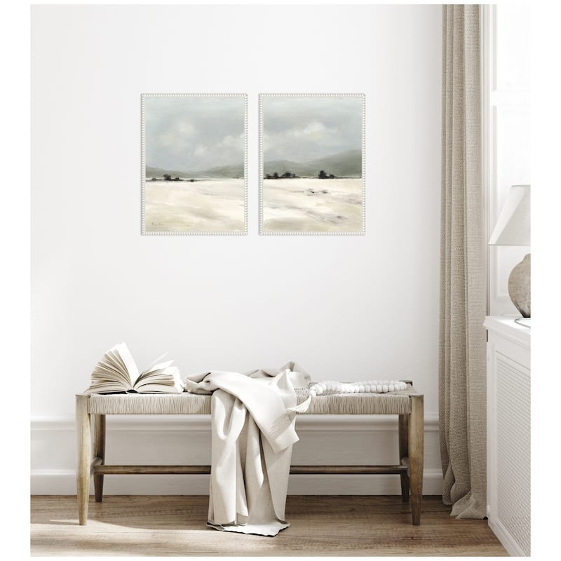 Kate and Laurel Sylvie Beaded December Mist - 2 Piece Framed Canvas Art Set by Mackenzie Nelson