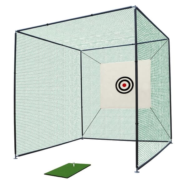slide 2 of 10, 10X10X10FT Golf Practice Net Cage Metal Frame Hitting Net Kit Indoor Outdoor