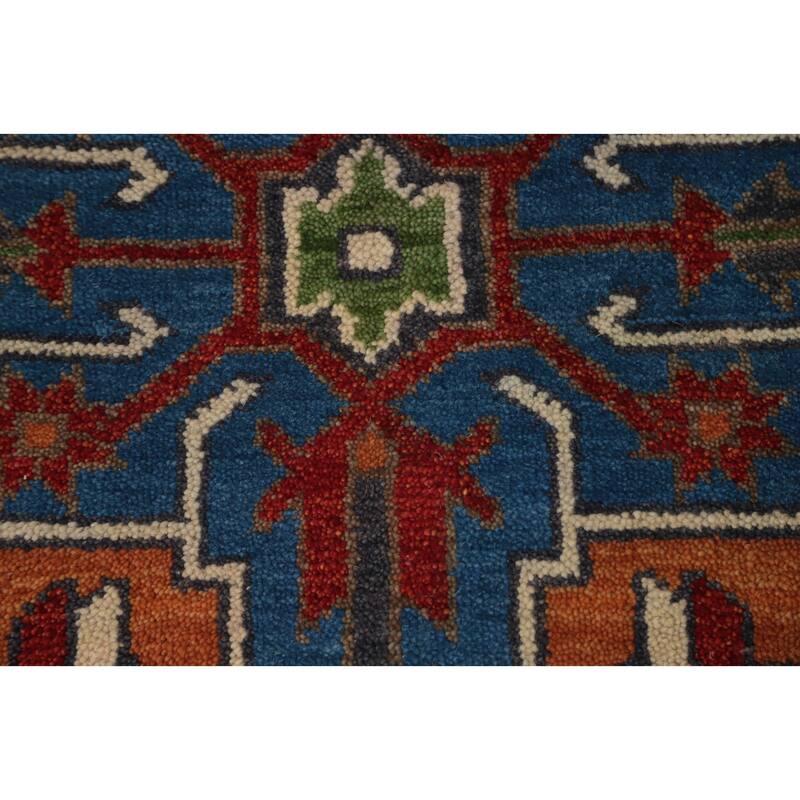 Hand Knotted Oriental 100% Wool Carpet Traditional Geometric Oranges & Rust Kazak Runner Rug - 8' 4'' X 2' 6''