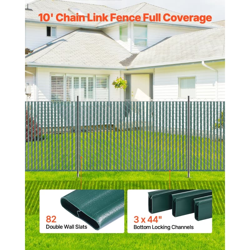 Green HDPE Double Wall Fence Privacy Slats, 44.5" with Locking Channel - 44.5" L x 1.09" W x 0.3" H