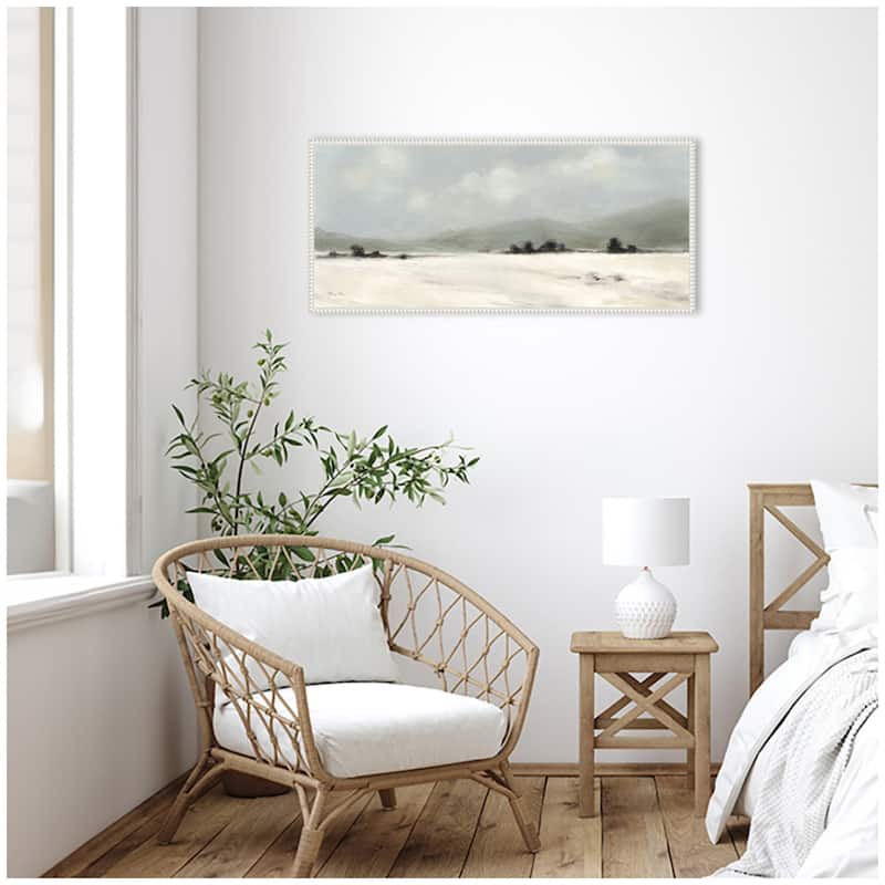 Kate and Laurel Sylvie Beaded December Mist Panel Framed Canvas by Mackenzie Nelson