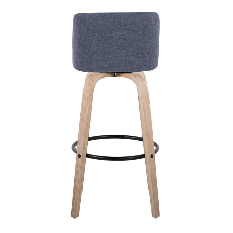 The Gray Barn Vallberga 30" Fixed-Height Bar Stool with White Washed Wood Base (Set of 2)