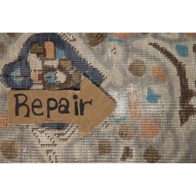 Distressed Tabriz Vintage Persian Area Rug Handmade Wool Carpet - 9'9" x 12'6"