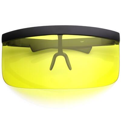 Futuristic Oversize Shield Visor Sunglasses Flat Top Colored Mono Lens 172Mm