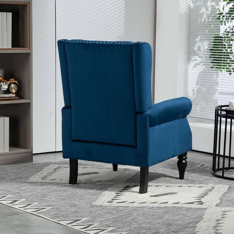 Transitional Wingback Accent Chair Armchair with Sturdy Wood Legs