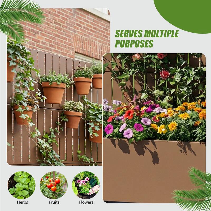 Raised Garden Bed Planter with Trellis Movable Planter Box with Lockable Wheels