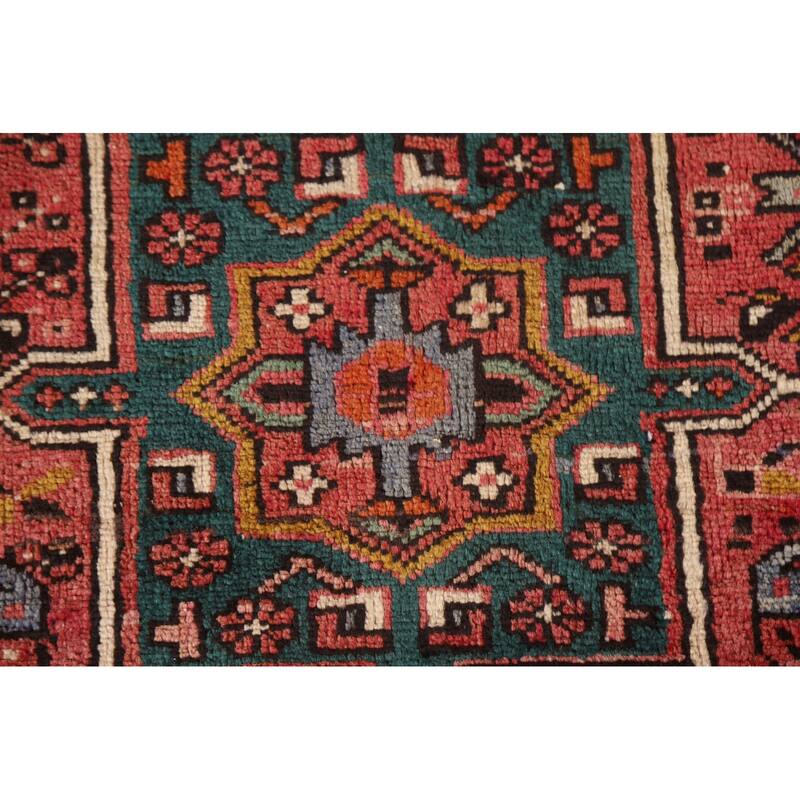 Pink Gharajeh Persian Vintage Runner Rug Handmade Tribal Wool Carpet - 3'2"x 12'9"