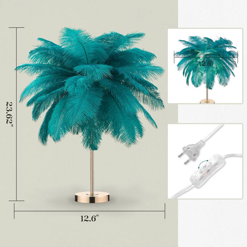 Feather Tripod Table Lamp With LED Bulbs