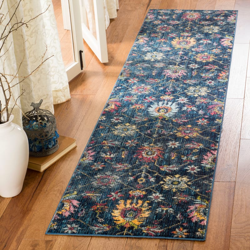 SAFAVIEH Merlot Stephania Boho Oriental Rug - 2' x 8' Runner - Navy/Multi