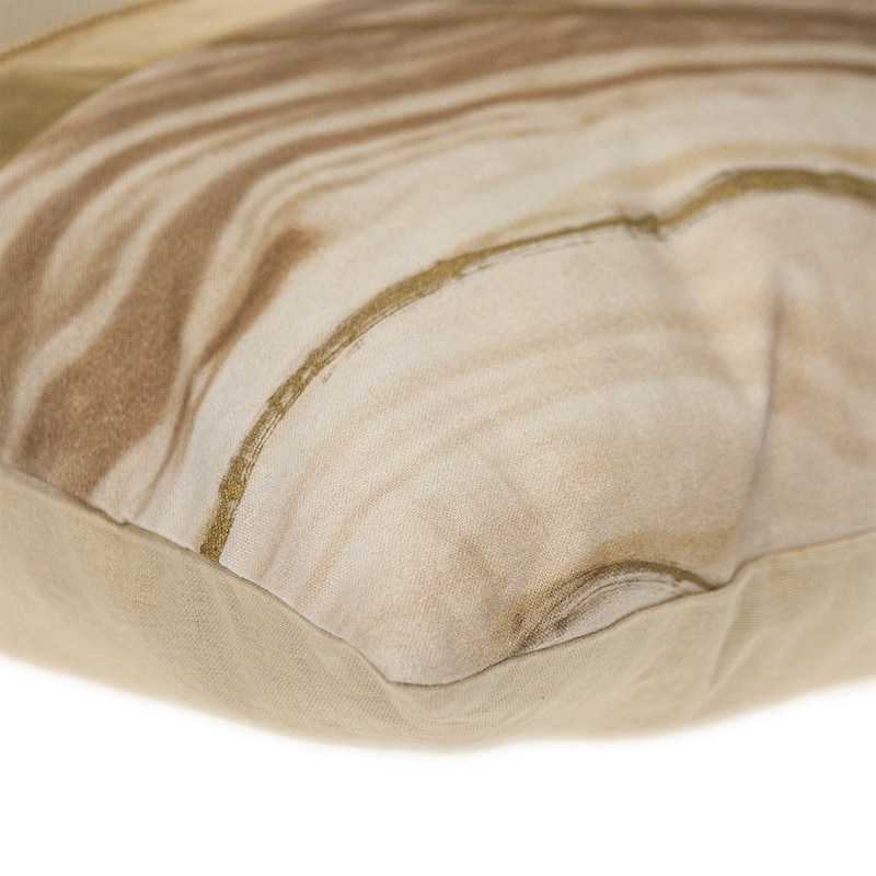 HomeRoots 20" Beige and Gold Striped Cotton Blend Throw Pillow