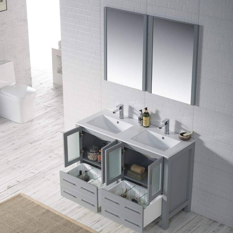 Blossom 48" Double Sink Bathroom Vanity with Ceramic Tops & Mirrors