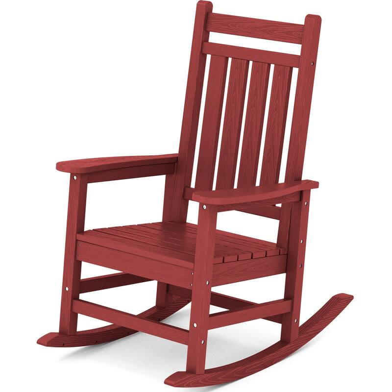 HDPE Outdoor Patio Rocking Plastic Adirondack Chair - Dull Red