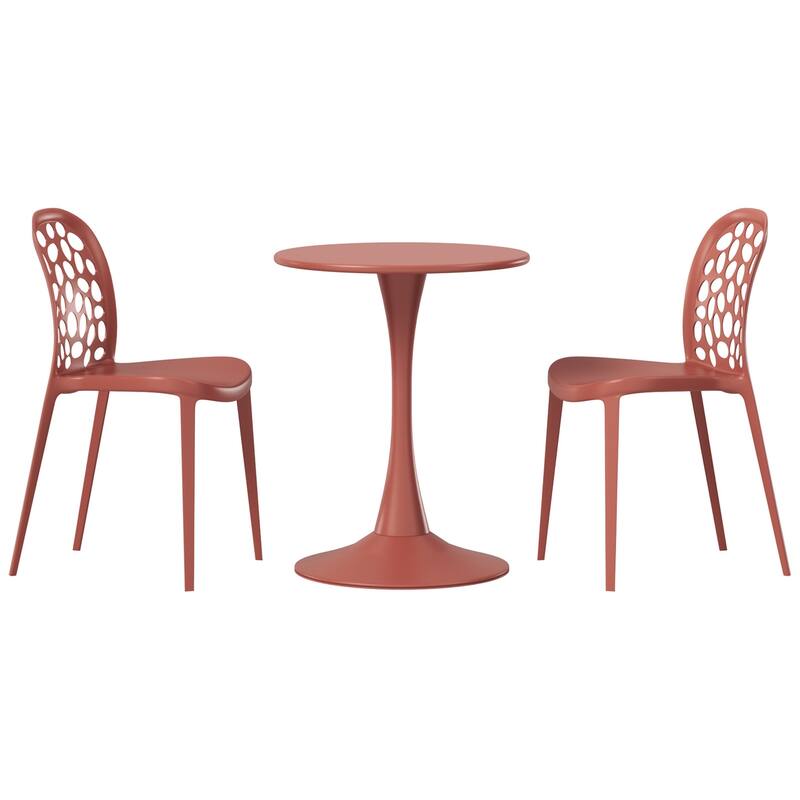 Frond and Form 2-Person Outdoor Round Dining Set - Red