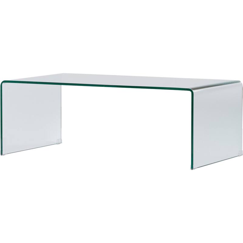 HomeRoots 24" Clear Glass Sled Coffee Table - 24 in. x 16 in. x 43 in.