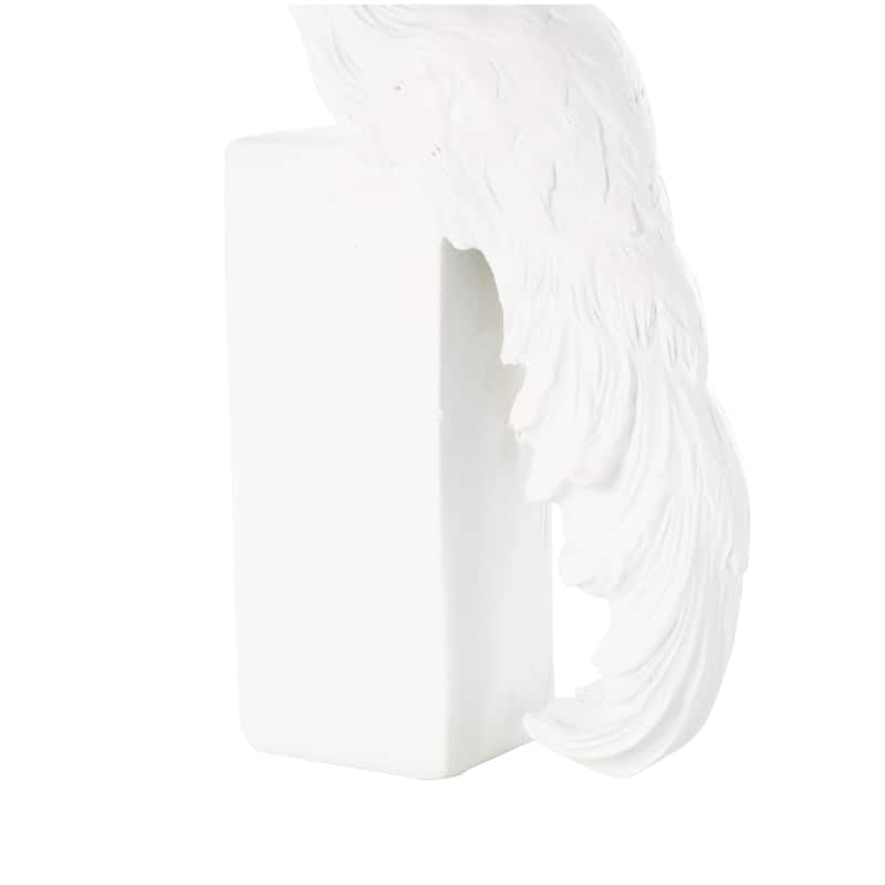 White Resin Textured Peacock Decorative Bookends with Tall Block Bases (Set of 2)