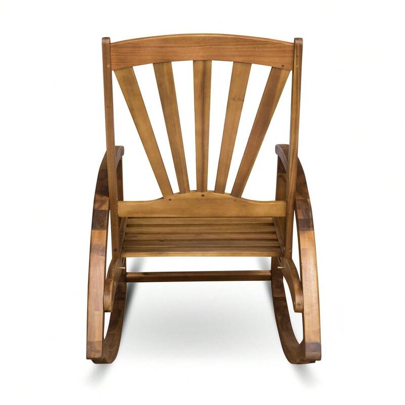 Cusp Barn Acacia Wood Design Resistant Reclining Rocking Chair, Retractable Footrest With Rocking Feature