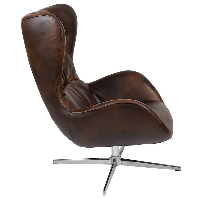 Home and Office Retro Swivel Wing Accent Chair - 35"D x 32.5"W x 40.5"H