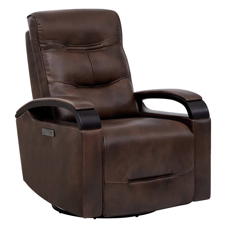 Spruce & Spring Regan Leather Power Recliner Swivel Glider Rocker with Power Headrest