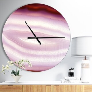 Designart 'Pink Agate Geode Geological Crystals' Oversized Modern Wall CLock