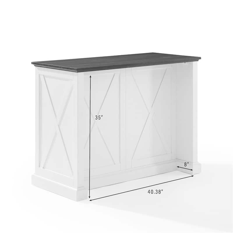 Crosley Clifton Kitchen Island W/Uph Saddle Stools - 43"d x 47.75"w x 36.25"h