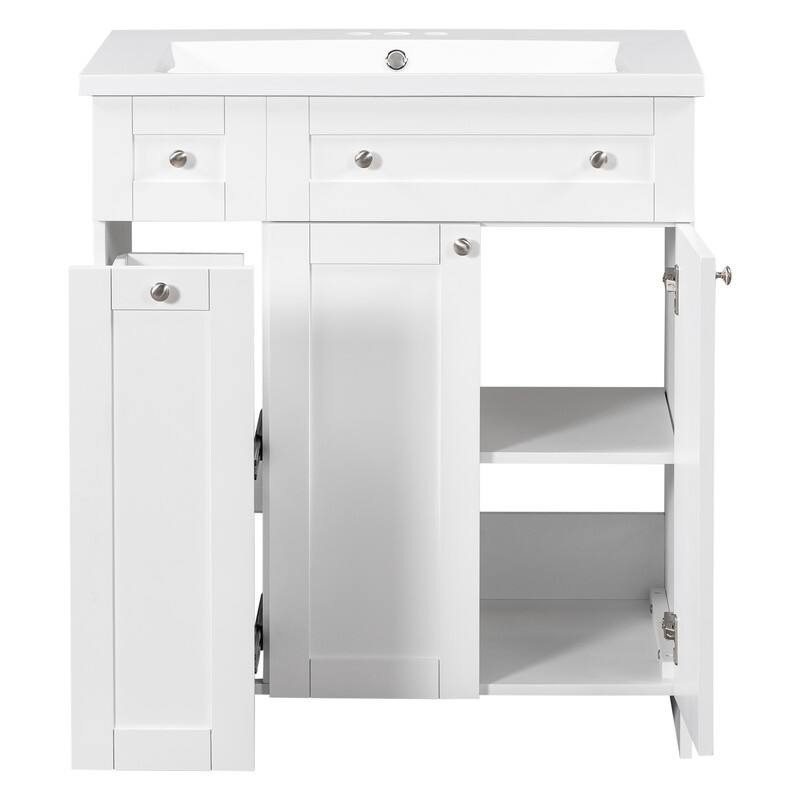 Single Sink 30" Bathroom Vanity with Combo Cabinet and Storage