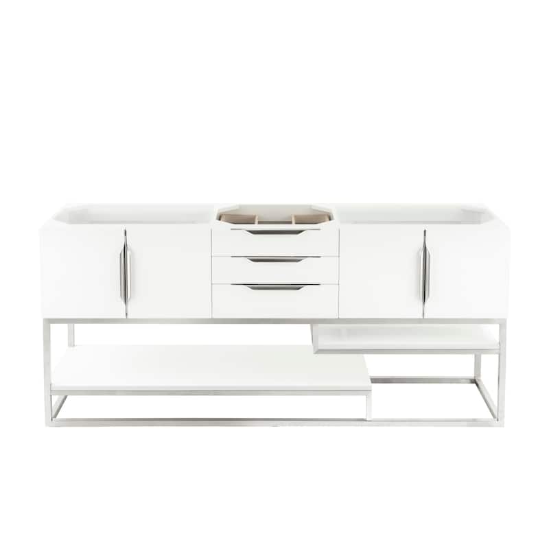 James Martin Vanities 983-V72D-BN Columbia 72" Double Free Standing - Glossy White - Painted