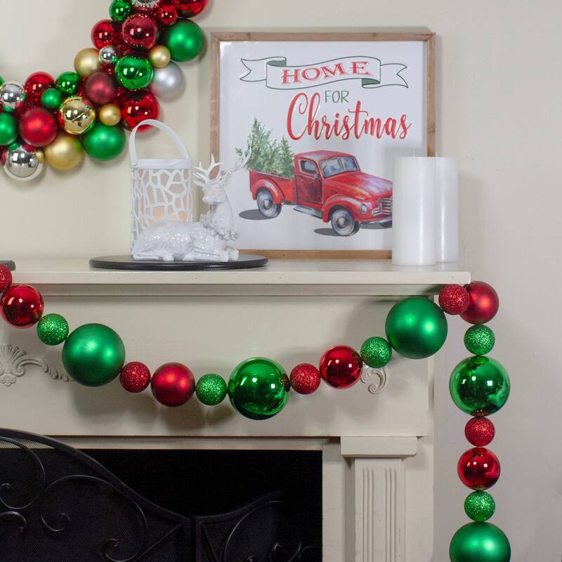 6' 3-Finish Shatterproof Ball Christmas Garland