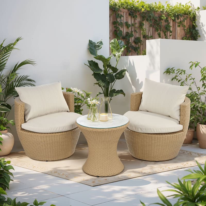 Kono 3-piece Wicker Chat Set by Christopher Knight Home