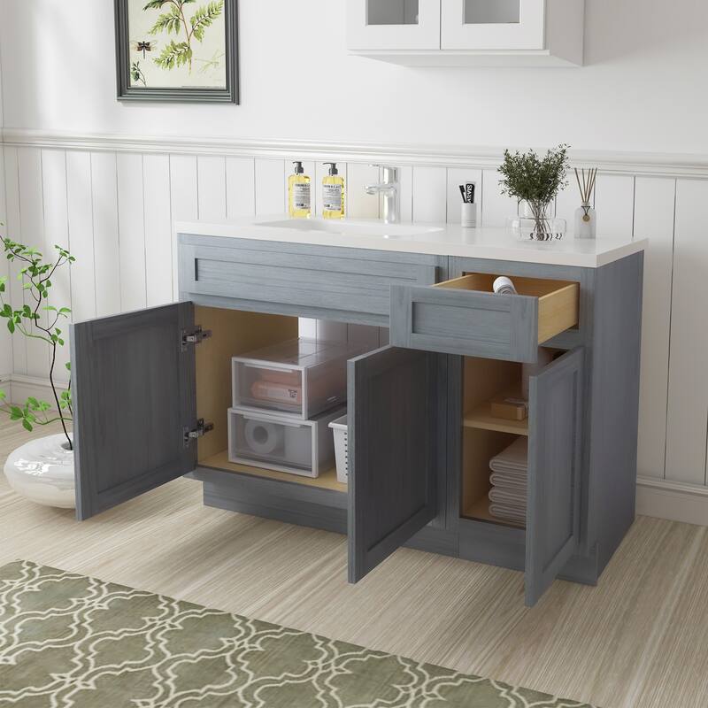 Vanity Art 45" Oak Freestanding Bathroom Vanity Cabinet without Top