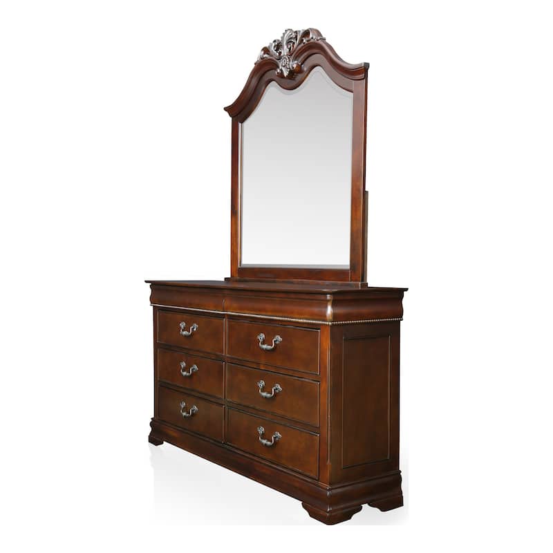 Diva Traditional Cherry 2-piece 6-Drawer Dresser and Mirror Set by Furniture of America