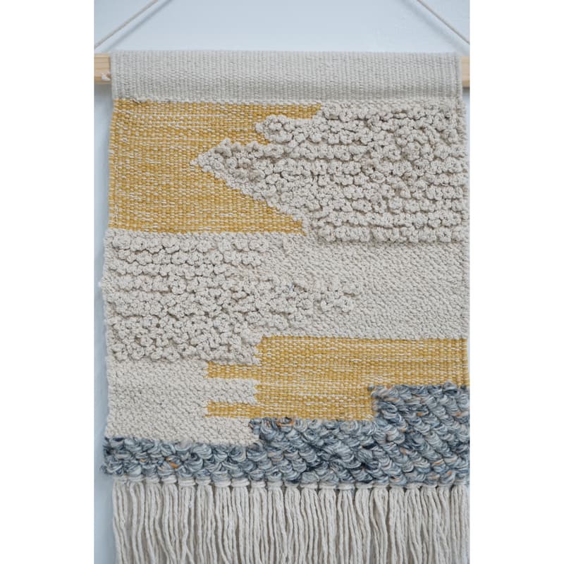 Home&Manor Wool and Cotton Macrame Wall Hanging with Rod Included - Exact Size