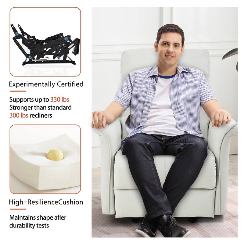 Manual Rocker Recliner Chair for Adults, PU Leather Rocking Chair for Nursery, Single Sofa Recliner for Home Theater