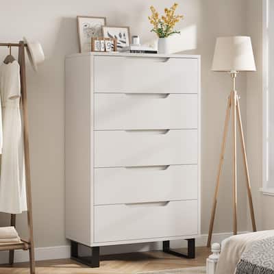 5 Dresser for Bedroom, 50" Tall Dresser, Freestanding Vertical Drawer with Storage, Wooden Closet Chest Storage