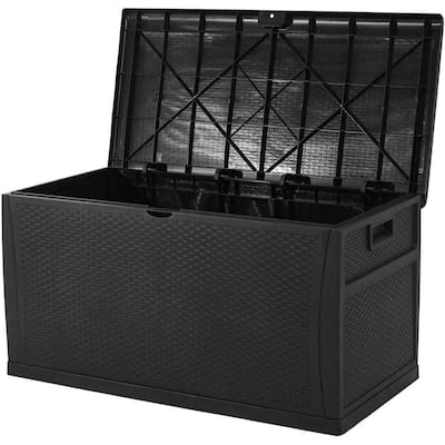 SUNCROWN 120 Gallon Deck Box Outdoor Resin Wicker Storage Container