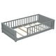 preview thumbnail 43 of 66, Twin Size Floor Bed Frame for Kids Bed with Fence Guardrails Endbed Storage Splint Platform Bed - Available with or without Door
