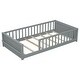 preview thumbnail 33 of 33, Twin Size Floor Bed Frame w/ Built-in Book Storage Rack, Safety Fence & Wood Slat, Toddler Floor Bed Frame-No Box Spring Needed