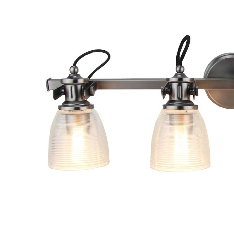 4 Light vanity Lamp with Clear Horizontal Ribbed Glass - Brushed Nickel