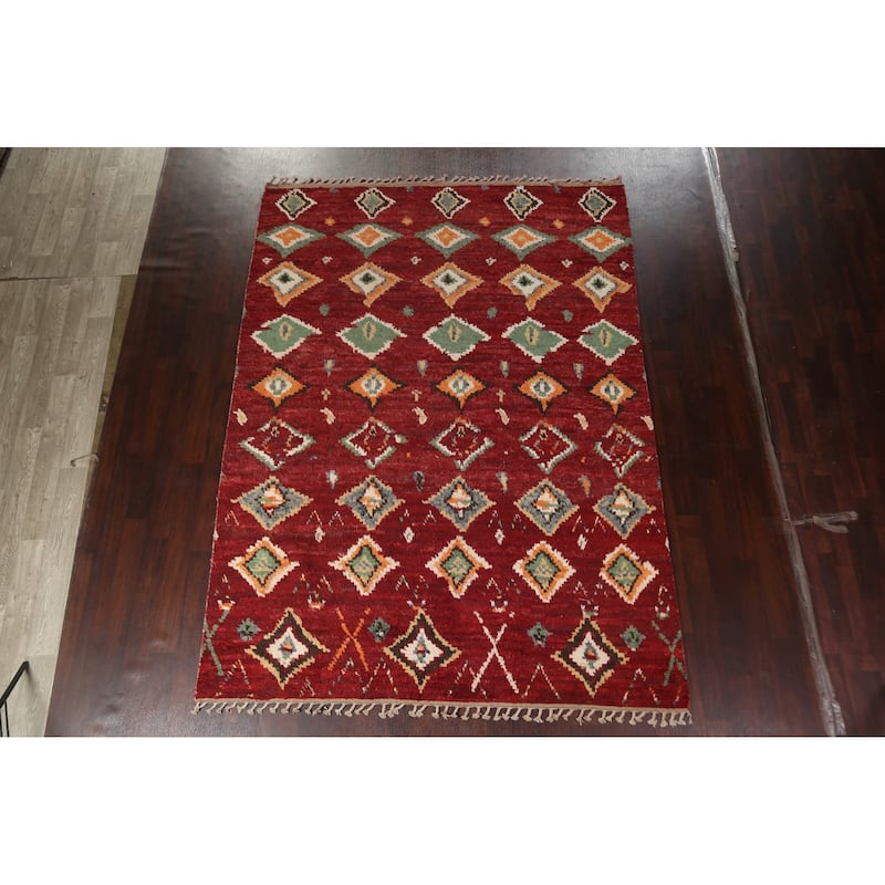 Geometric Tribal Moroccan Oriental Area Rug Hand-knotted Wool Carpet - 7'8" x 10'8"