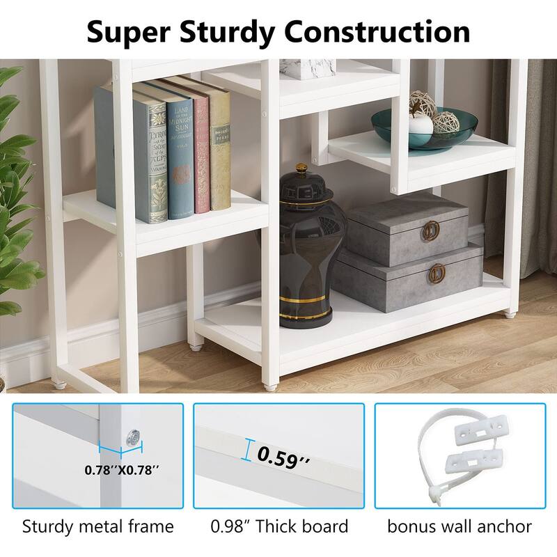 6-Tier Bookshelf 70.9 inch Tall Bookcase, Rustic Brown